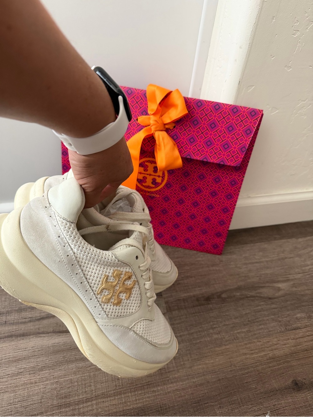 Tory Burch Cream & Gold Platform Sneakers